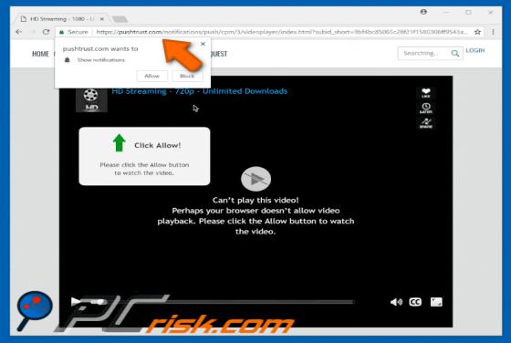 Pushtrust.com POP-UP Redirect