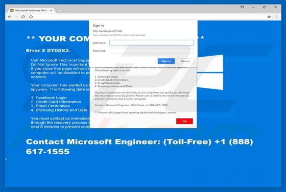 Error DT00X2 POP-UP Scam