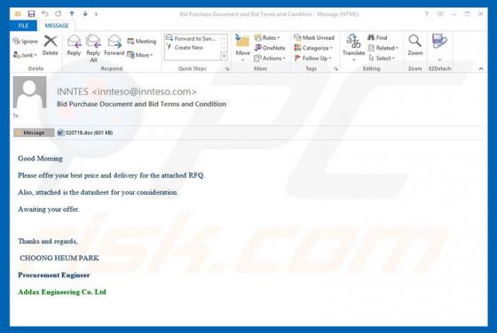 BID PURCHASE DOCUMENT Email Virus
