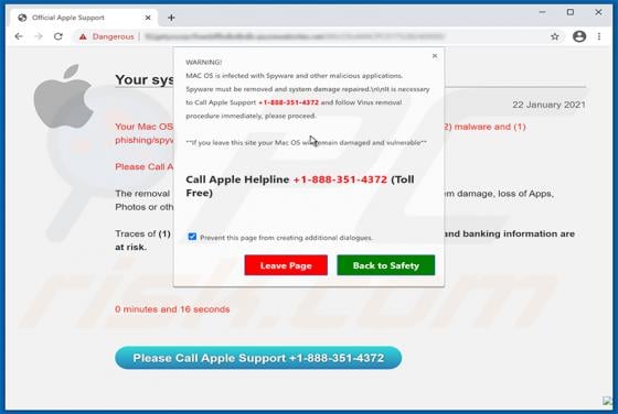 MAC OS Is Infected With Spyware POP-UP Scam (Mac)