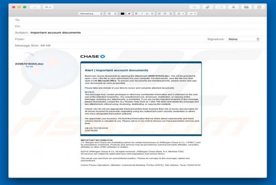 Chase Bank Important Account Documents Email Virus