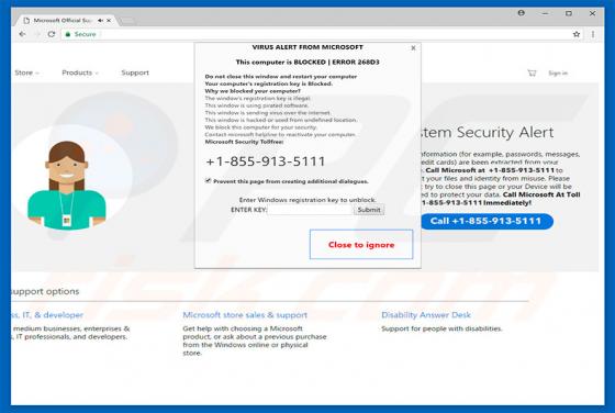 ERROR 268D3 POP-UP Scam
