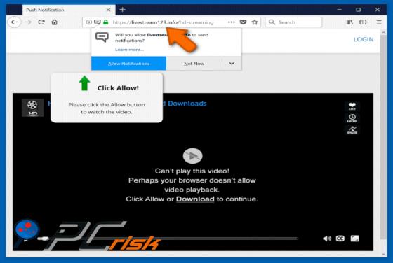 Livestream123.info POP-UP Redirect