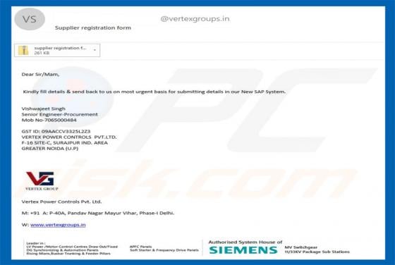 Supplier Registration Form Email Virus