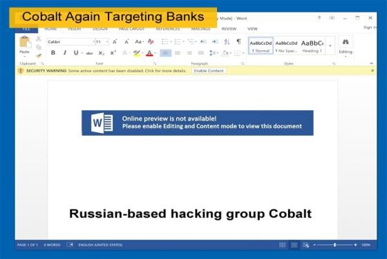 Cobalt Again Targeting Banks
