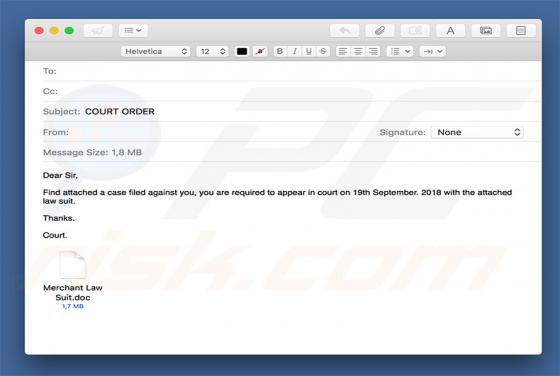 Court Order Email Virus