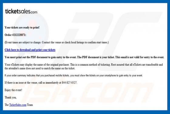 TicketSales Email Virus