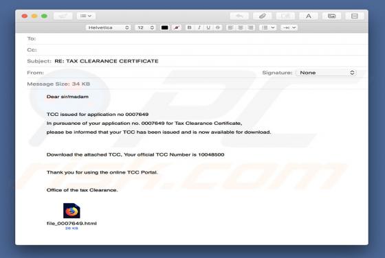 Tax Clearance Certificate Email Virus