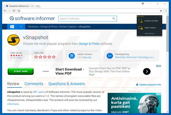 vSnapShot Adware