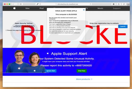 VIRUS ALERT FROM APPLE POP-UP Scam (Mac)