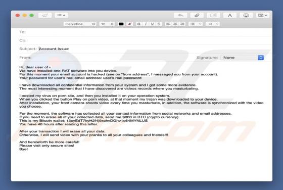 We Have Installed One RAT Software Email Scam