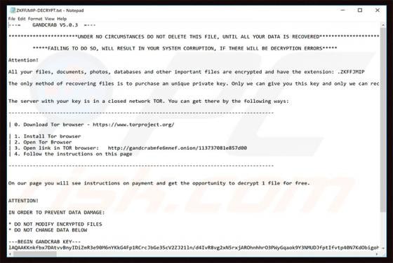 GANDCRAB V5.0.3 Ransomware