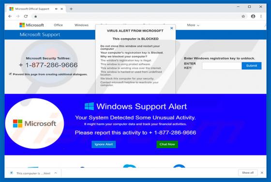 Microsoft Support Alert POP-UP Scam