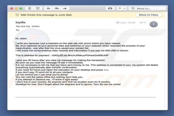 My Virus Captured All Your Personal Data Email Scam