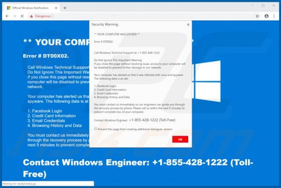 Your Computer Was Locked POP-UP Scam