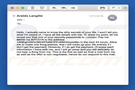 Dirty Secrets Of Your Life Email Scam