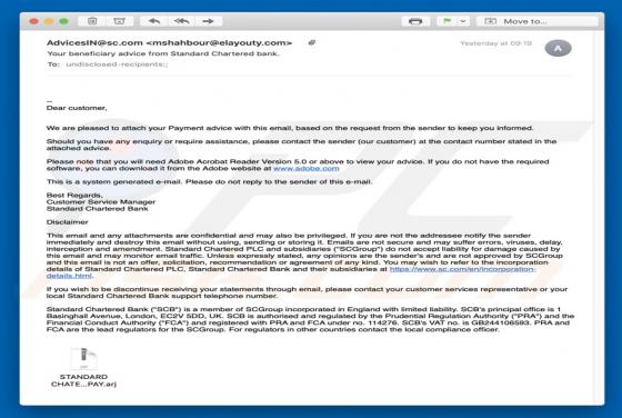 Standard Chartered Bank Email Virus