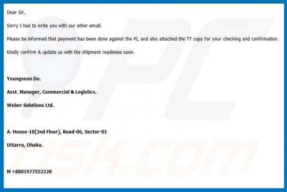 Proforma Email Virus
