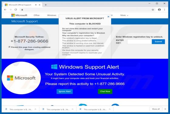 Your System Detected Some Unusual Activity POP-UP Scam