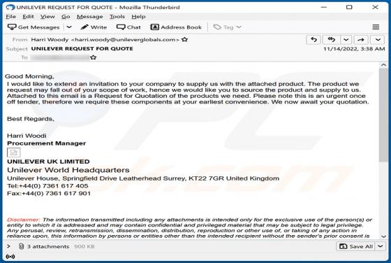 UNILEVER Email Virus