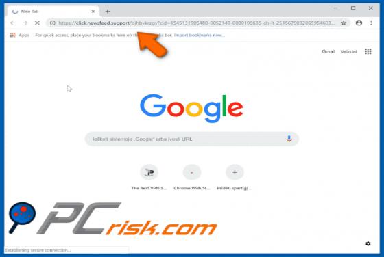 Click.newsfeed.support POP-UP Redirect