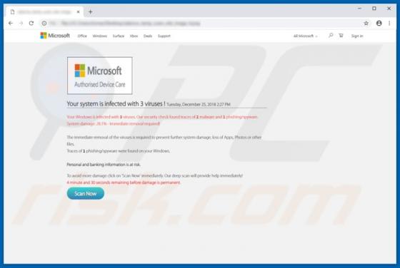 Microsoft Authorised Device Care POP-UP Scam