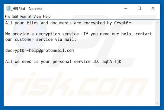 Crypt0r Ransomware