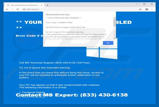Error Code XLMR01F7985 POP-UP Scam