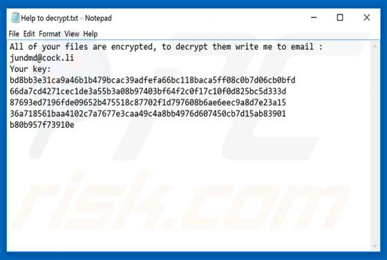 Jundmd@cock.li Ransomware