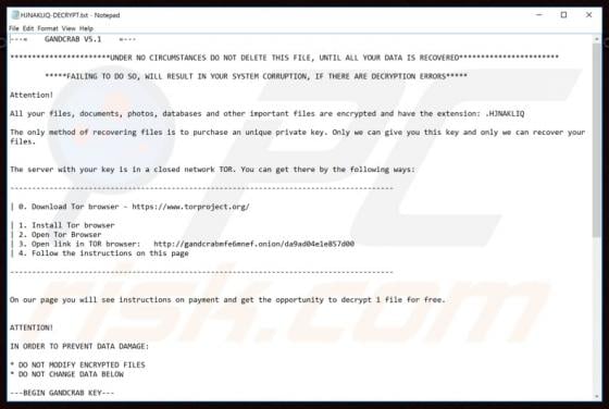 GandCrab 5.1 Ransomware