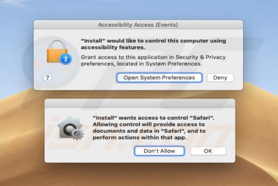 "Install" Would Like To Control This Computer POP-UP Scam (Mac)