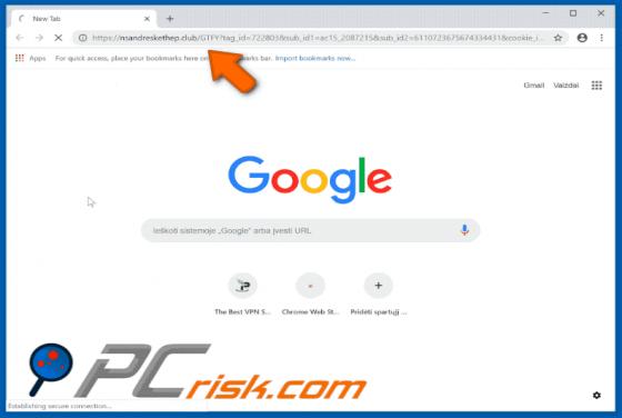 Nsandreskethep.club POP-UP Redirect