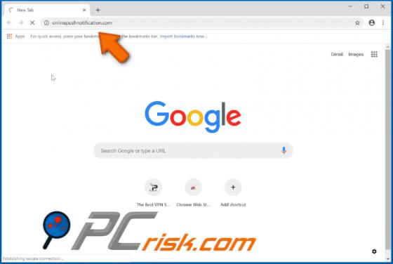 Onlinepushnotification.com POP-UP Redirect