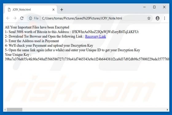JCry Ransomware