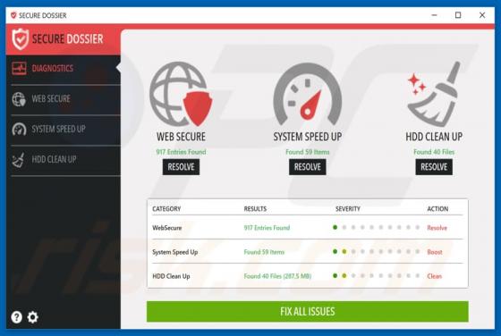 SecureDossier Unwanted Application