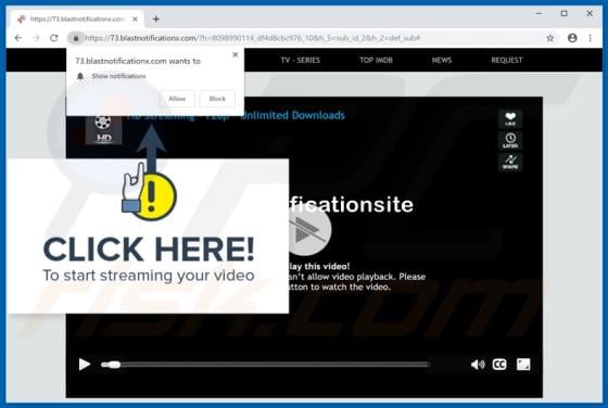 Pushnotificationsite.com POP-UP Redirect