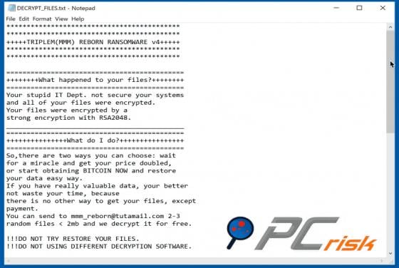 TRIPLEM (MMM) REBORN Ransomware V4