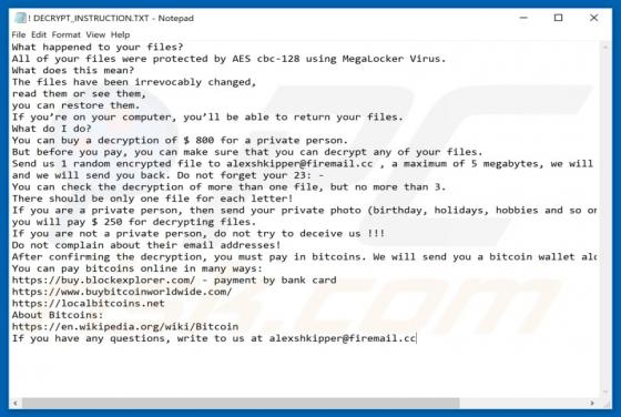 MegaLocker Ransomware
