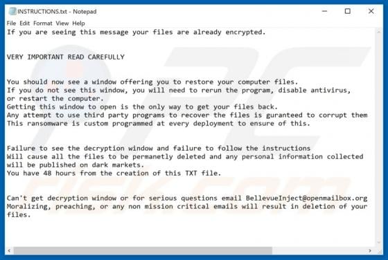 BellevueCollegeEncryptor Ransomware