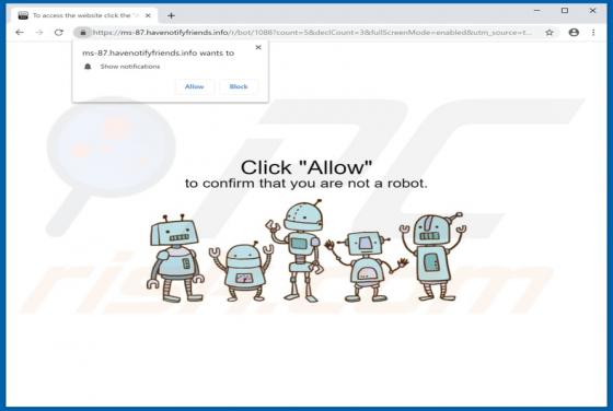 Havenotifyfriends.info POP-UP Ads
