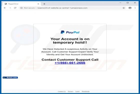 PayPal Account Is On Hold POP-UP Scam