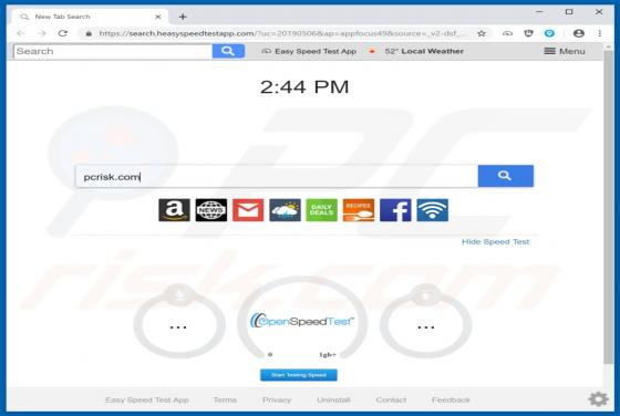Easy Speed Test App Browser Hijacker