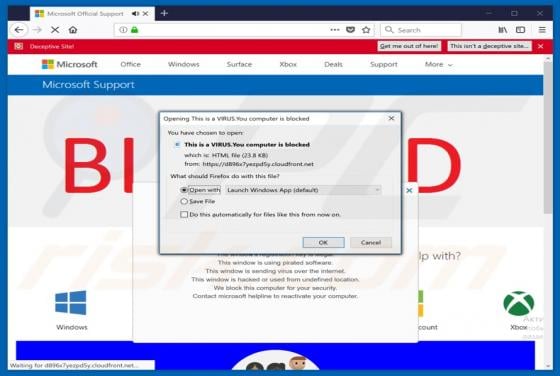 This Is A VIRUS. You Computer Is Blocked (File) Scam
