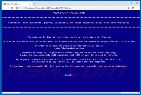 SYSTEM FAILURE Ransomware
