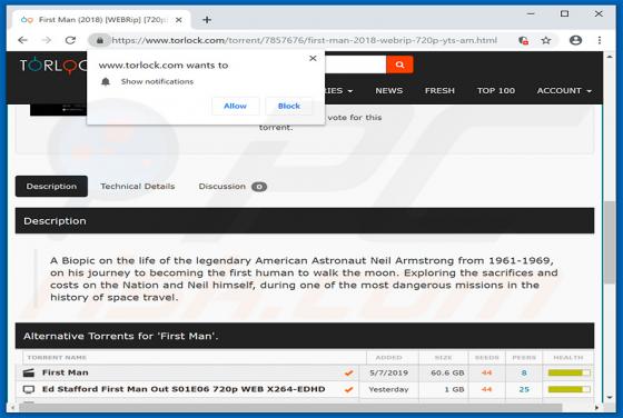 Torlock.com POP-UP Suspicious Website