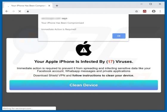 Your Apple iPhone Is Infected By (17) Viruses POP-UP Scam (Mac)