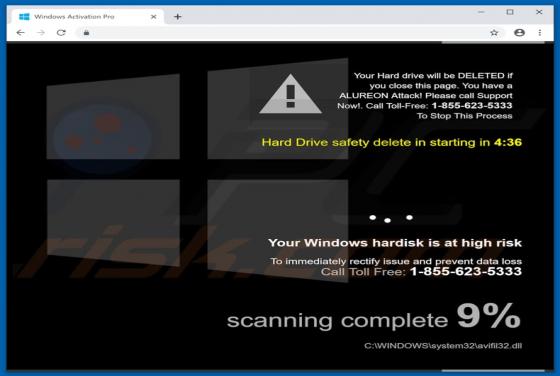 Windows Hard Disk Is At High Risk POP-UP Scam