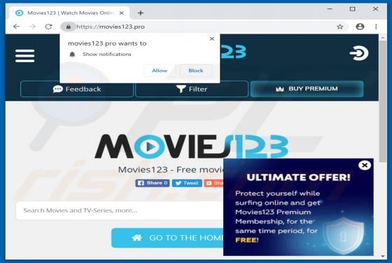 Movies123 Suspicious Website