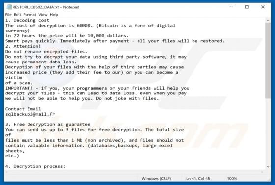 Cbs0z Ransomware