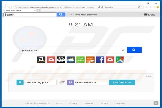 Transit Maps Directions Browser Hijacker